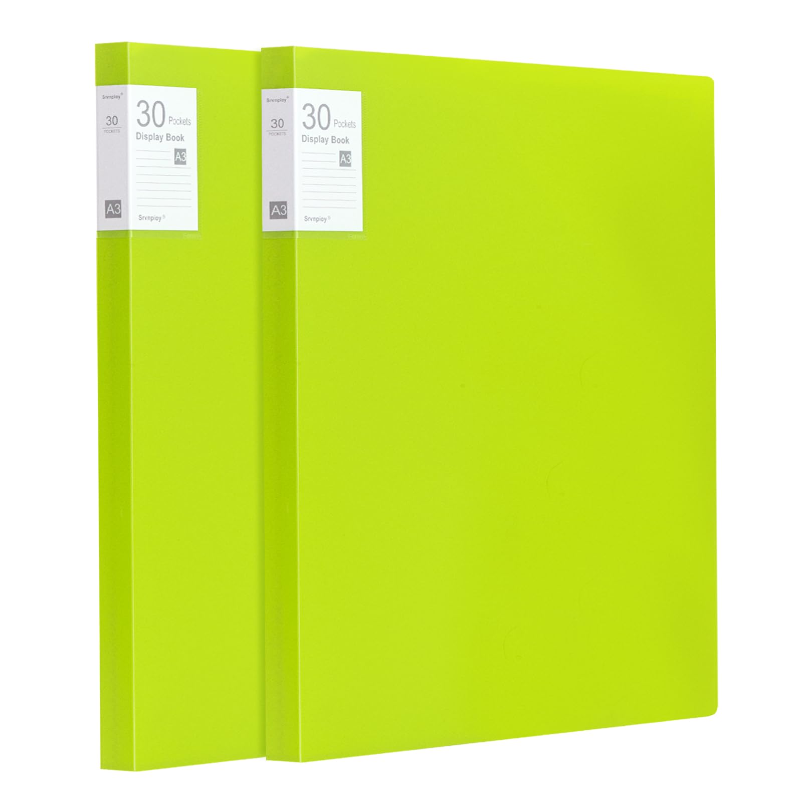 Srvnpioy A3 Display Book 30 Pockets, 2 Pack, 60 Sheet Capacity, Transparent Pockets, A3 Portfolio Presentation Book for Artwork, Drawing, Report,Green