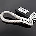 For Audi Logo Emblem Key Chain Key Ring Metal Alloy BV Style Calf Leather Gift Decoration Accessories (White)