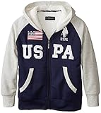 U.S. Polo Assn. Big Boys' Sherpa Lined Thermal Hoodie, Classic Navy, 10/12