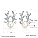 Buycitky Sterling Silver Plated Cute Reindeer Stud Earrings for Women Girls Cute Pearl Earrings with PU Jewelry Pouch