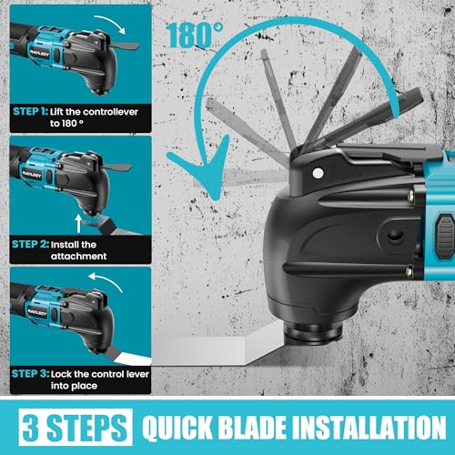 RAYLEEY Cordless Oscillating Multitool Compatible with Makita 18V Battery (No Battery), 23PCS Oscillating Tool Kit, 8500-21000 OPM, 6-Speeds, 4° Oscillation Angle, Quick Change Blade System