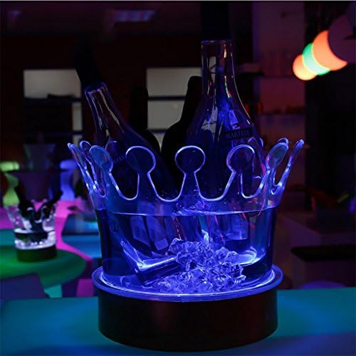 XINYE LED Colorful Glowing Ice Bucket with Acrylic for Bar and Party?13.78 * 10.63 inches, blue