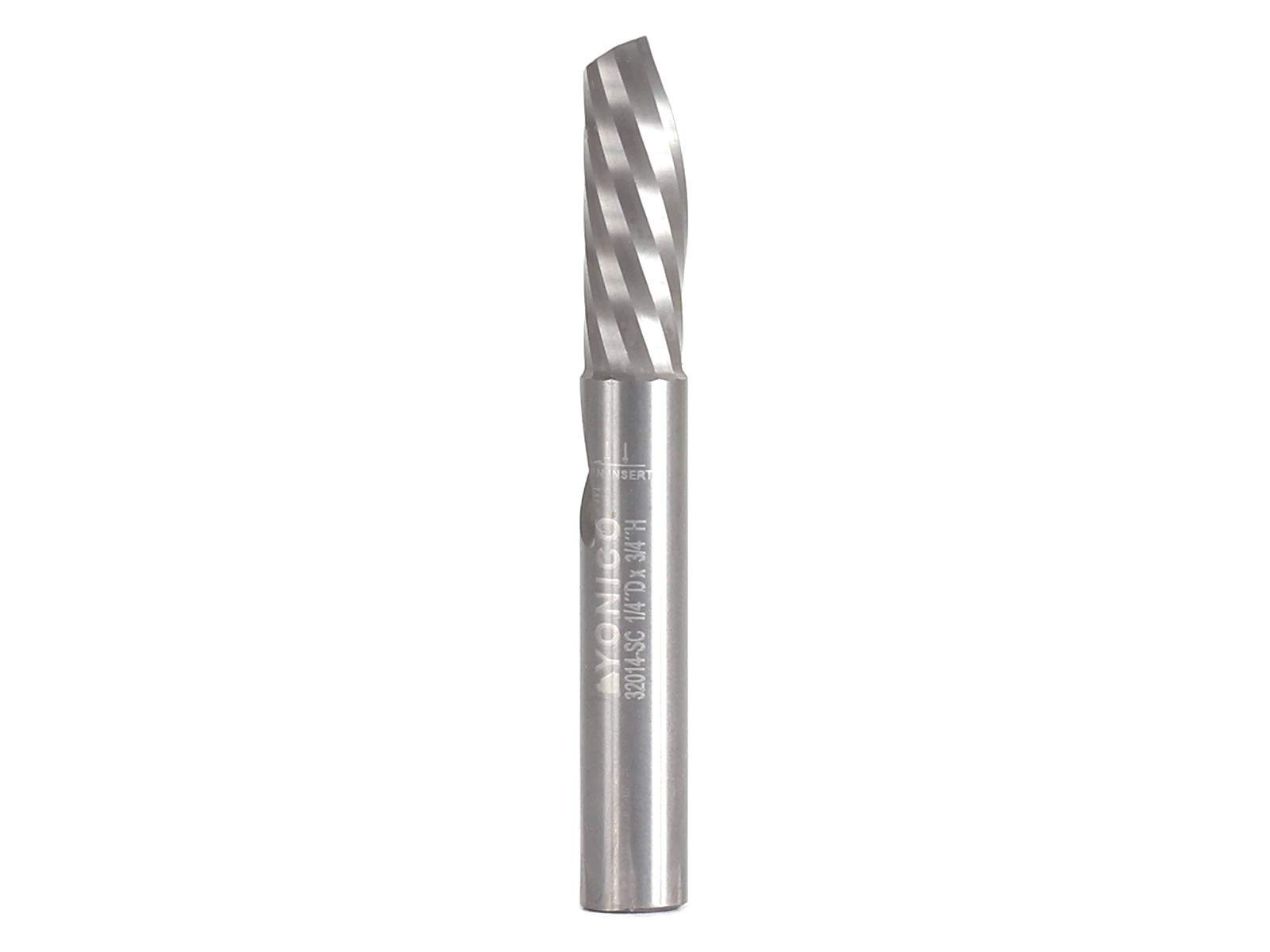 Yonico 32014-SC 1/4-Inch Diameter O Flute Downcut Spiral End Mill CNC Router Bit 1/4-Inch Shank
