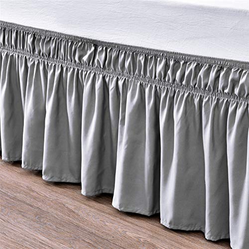 Queen/King Wrap Around Bed Skirts, 18 Inch Drop Ruffled Bed Skirt with