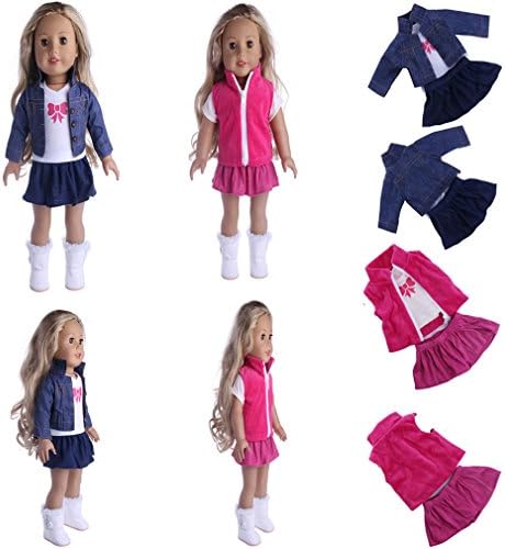 Doll clothes 6pcs casual clothes dress skirt for 18 inch American girl doll and other 43-46cm doll