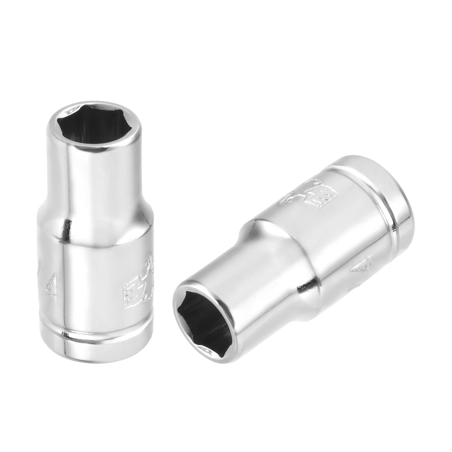 Utoolmart 1/4 Inch Drive 6 Point Socket Chrome Vandium Steel Imperial 1/4 Inch Standard Socket Hand Operated Tool Silver 4pcs