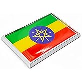 Perdecor Ethiopia Flag Sticker Emblem Ethiopian Decal Car Chrome Flags, 2 Pack, 3 x 2 inches