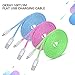 USB Charging Cable, OKRAY 3 Pack Flat Braided Micro USB Charger with Metal Connector for Android and Windows Smartphones -10 Feet (Blue Green Hot pink)