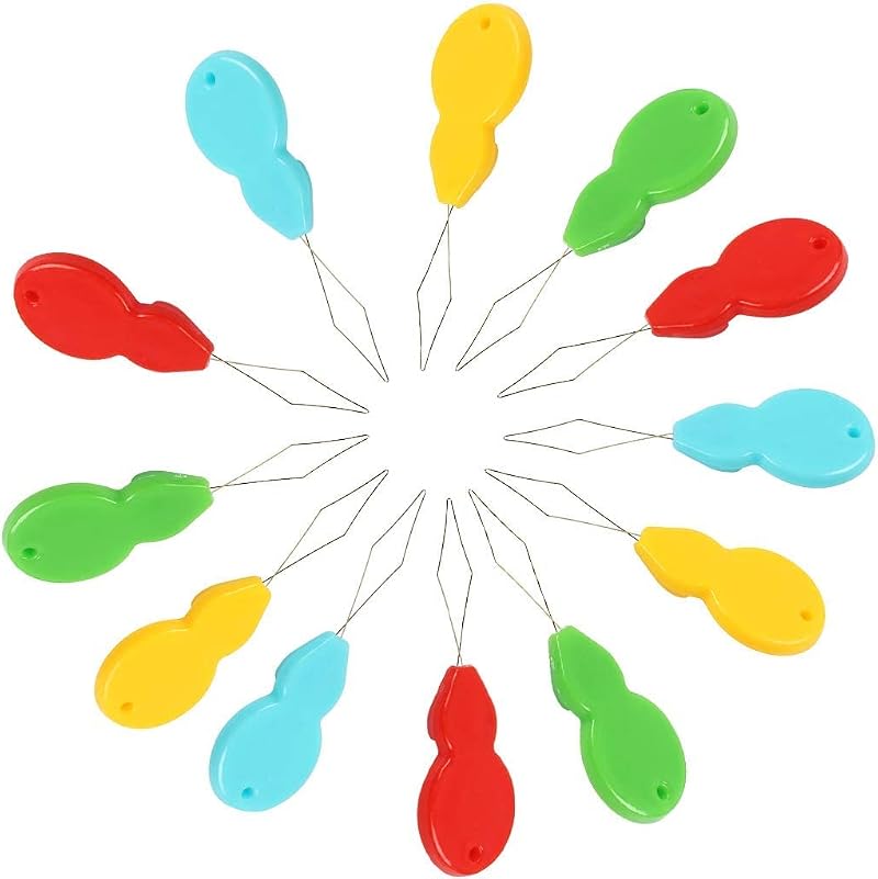 Gunwon 10pcs Needle Threader Gourd Shaped Easy to Insert Random Color