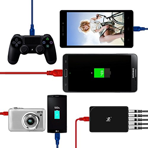 PS4 Controller Charger Charging Cable - 10FT Micro USB High Speed Data Sync Cord for Playstation 4, Xbox One Controller, Bose SoundLink Bluetooth Speaker, Headphones, Camera & Android Phones (2 Pack)