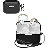 for Anker Soundcore AeroClip Case Cover,NOUKAJU Earphone Protective Cover(with Carabiner + Lanyard) Drop-Proof,Scratch-Proof,Shock-Proof,Case for Soundcore AeroClip(Black)