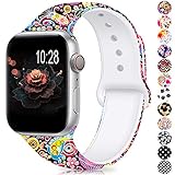 Humenn Compatible with Apple Watch Band 38mm 40mm,Soft Silicone Fadeless Pattern Printed Replacement Bands Compatible for iWatch Series 1,2,3,4 Colorful Jellyfish S/M