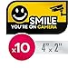 Quality Clever Security Camera Sticker CCTV Warning, Pack of 10 - UV & Weather Resistant Decal Label for Home Windows, Car, & More - Deter Criminals and Prevent Stealing - Smile You're On Camera Label