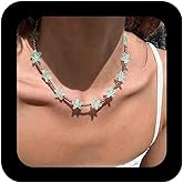 Vacaonio Bohemian Beach Starfish Necklace Surfer Starfish Beaded Chain Necklaces Sea Star Choker Necklace Summer Beach Surfer Choker Necklaces Jewelry for Women