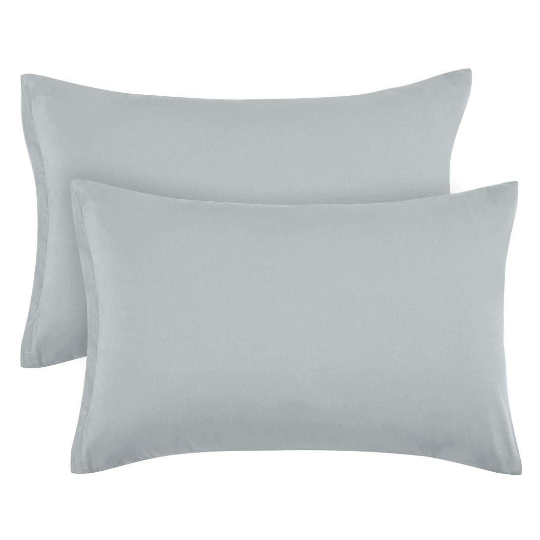 PiccoCasa Zippered Pillowcases, 100% Brushed Microfiber Polyester Pillow Case Cover, Pillow Cases Set of 2, Soft and Comfortable Light Grey 50 x 65cm