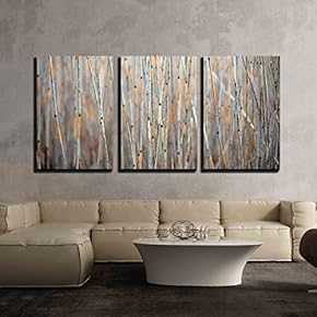 Background of Stems of Dry Reeds x3 Panels