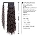 Stamped Glorious Corn Wave Ponytail Extension Wrap Around Ponytail Extensions Long Black Mixed Auburn Brown Color Wavy Synthetic Magic Paste Ponytail Hair Piece for Women (2/33#)