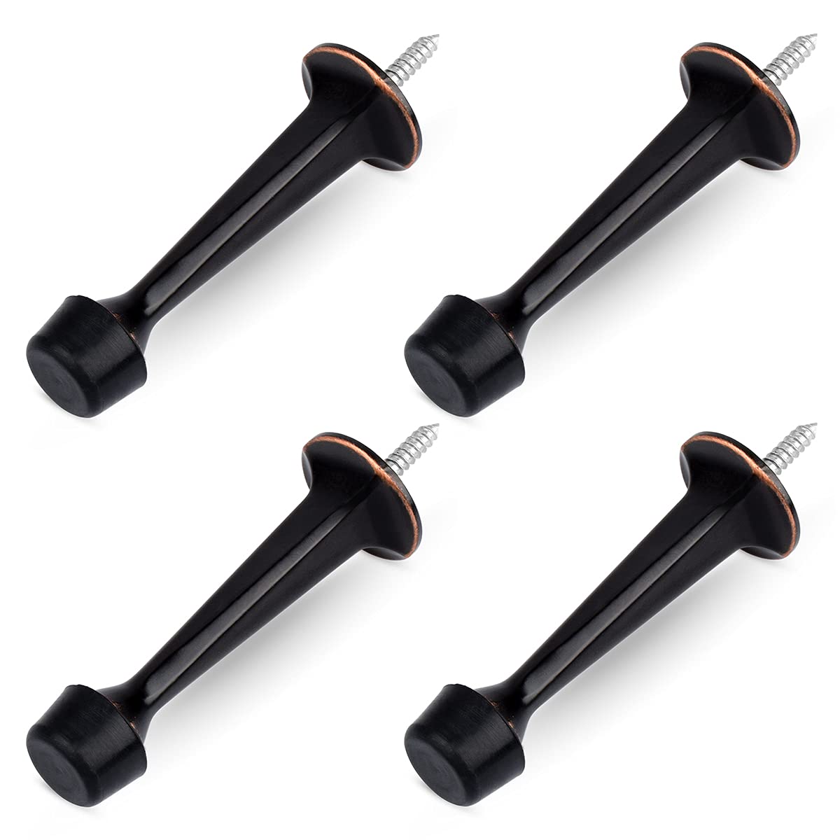 Photo 1 of HOMOTEK 4 Pack Heavy Duty Solid Rigid Door Stop with Soft Rubber Tip, Zinc Die Cast Door Stopper Protect Wall & Door, Oil Rubbed Bronze