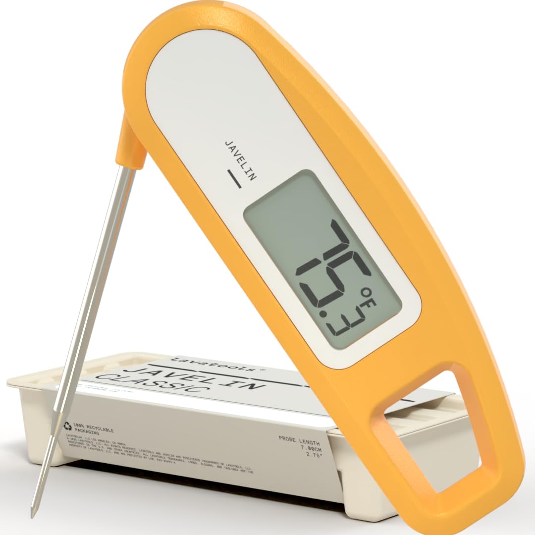 Lavatools PT12 Javelin Ultra Fast Digital Instant Read Meat Thermometer for Grill and Cooking, 2.75" Probe, Compact Foldable Design, Large Display, Splash Resistant – Butter