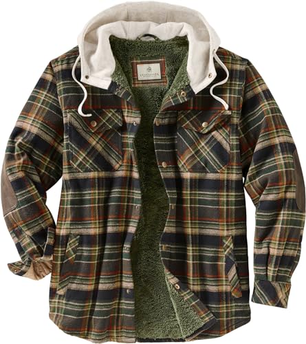 Legendary Whitetails Herren-Kapuzenhemd, kariert, aus Flanell, mit Berberfutter und Polyfill-Isolierung, S