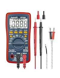 AstroAI - Multímetro digital TRMS 4000 contadores de voltios manual y rango automático; mide el comprobador de voltaje, corriente, resistencia, continuidad, frecuencia; diodos de prueba, transistores, temperatura, rojo