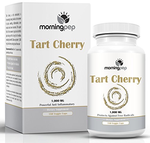 Tart Cherry Extract Supplement 180 Count 1,000 mg per Veggie Capsule By Morning Pep, NON GMO - GLUTEN FREE And Full Of Antioxidants and Flavonoids, Support Immune System Muscles and Joint Health