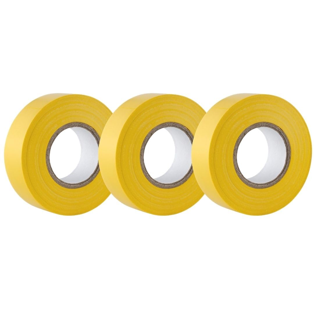 GTSE Yellow Electrical Tape, 19mm x 20m, Strong Self-Adhesive PVC Insulation Tape for Insulating, Repairing and Protecting Electrical Wires, 3 Rolls