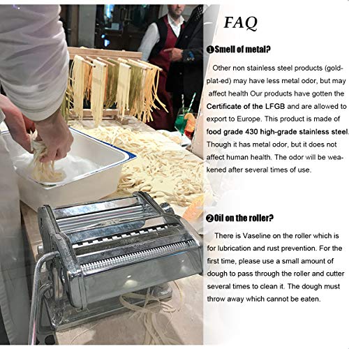 Pasta Maker, Manual Hand Crank Pasta Machine, Washable Stainless Steel
