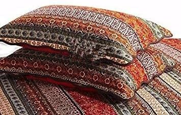 Unisex bedspread (antique, romantic, bohemian style blanket, quilted, easy maintenance, 230 cm x 250 cm), Cotton, Rot - 50x70 cm, 50 x 70 cm