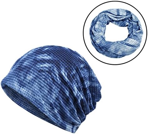 Skyflying Unisex Cool Breathable Linen|Stylish Bandhnu|Slouchy Beanie Hat|Neckerchief |Snood | Cancer Hats For Chemo (Blue)