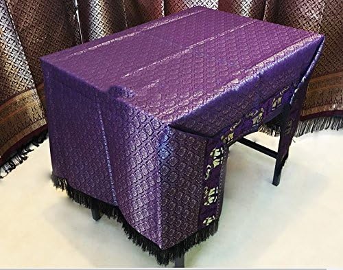 Silk Tablecloth Elephant Design 78 x 98 inch,Purple Elephant,Reflective Fabric Rectangle Thai Silk Tablecloth Table Cover,Wedding Restaurant Party Banquet Decoration,"Spillproof"