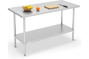 Hally Stainless Steel Work Table Prep Table Utility Table Commercial Kitchen Table Heavy Duty Workstation, 24 * 60 Inch Food 