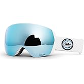 COPOZZ H2 Ski Goggles, Hyperbolic OTG Snow Goggles, Reduce Visual Distortion, UV 400, Snowboard Goggles for Adult Men Women