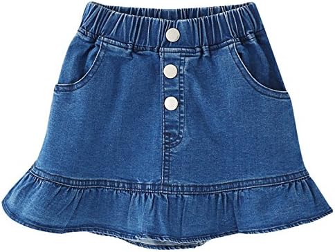UmeydaGirls Skirts Casual Stretch Waist Denim Skirts A-line Ruffle Short Mini Jean for Kid