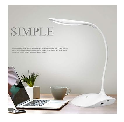 SaleOn Rechargeable LED Touch On/Off Switch Desk Lamp Children Eye Protection Student Study Reading Dimmer Rechargeable Led Table Lamps USB Charging Touch Dimmer(White)