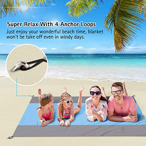 FYLINA Sandfree Beach Blanket Lightweight - Oversized Waterproof Blanket Mat 7'x9' - Quick Drying Heat Resistant Outdoor Picnic Beach Mat - Thumbnail 5
