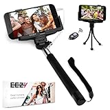 EEZ-Y Wired Selfie Stick Bundle w/ Flexible Tripod + Bluetooth Remote + Two Adjustable Phone Holders - Awesome Photography Tools for iPhone Samsung Sony LG Nexus Devices - Best Value Bundle (Black)