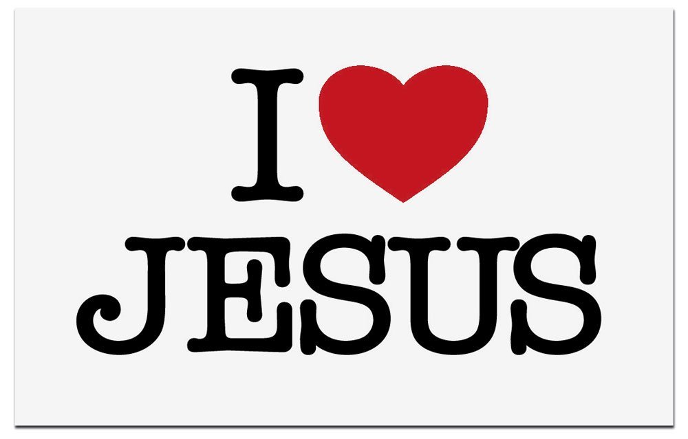 Sticker I Love Jesus White 9 x 6 cm - Christian Car Sticker Weatherproof for Car, Bicycle, Doors or Furniture - MaMeMi