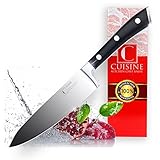 Professional Kitchen Chef Knife Set – Super Sharp, 8-Inch, High Carbon German Stainless Steel – Well-Balanced, Lightweight, Ergonomic Handle – Durable, Rustproof + FREE Knives Sharpener by CUISINE