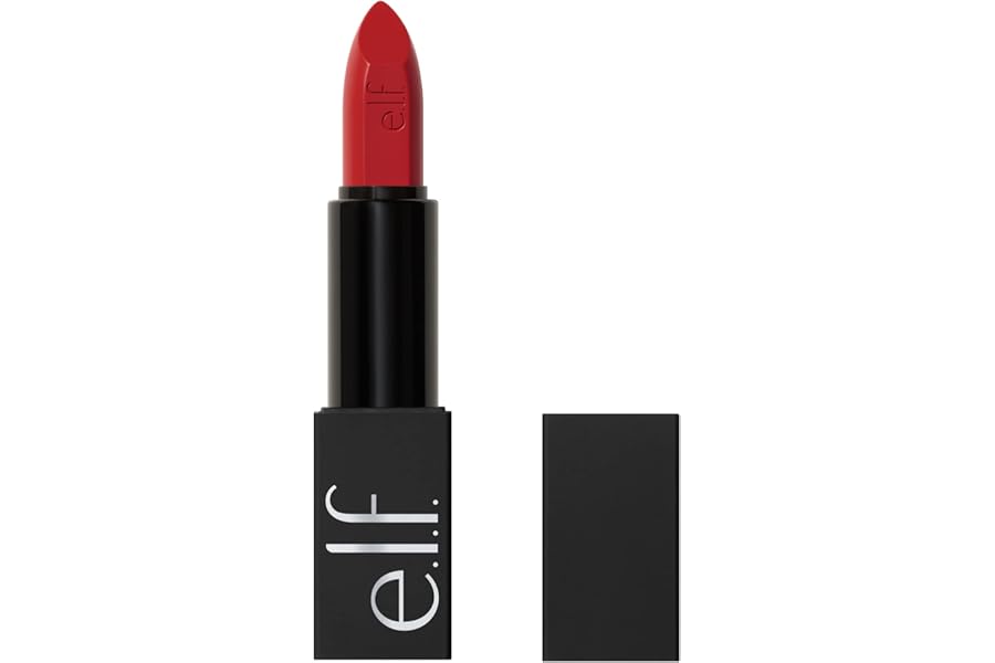 e.l.f. O Face Satin Lipstick, Richly Pigmented, Nourishing & Long-Lasting Creamy Lipstick, Infused With Jojoba, Vegan & Cruelty-Free, No Regrets