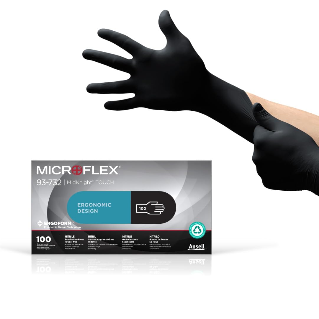 Ansell Microflex 93-732, Multipurpose Nitrile Disposable Gloves for Precise Handling and Mechanical Tasks, Latex Free, Powder-Free, Size 2XL (100 Pieces)