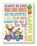 The Kids Room by Stupell Blue Be Happy Clown Typography Rectangle Wall Plaque