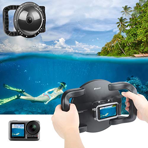 SHOOT Dual Handle Stabilizer Grip Dome Port for DJI OSMO Action Camera-Overall Design,Convenient Operation,Waterproof up to 45M/147ft