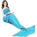 JR.WHITE Mermaid Tail Blanket for Kids and Adults, Hand Crochet Snuggle Mermaid, All Seasons Seatail Sleeping Bag Blanket(Ocean Blue)
