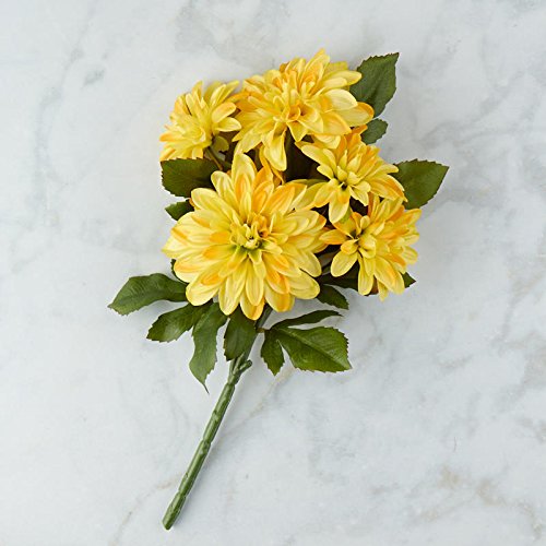 Factory Direct Craft Poly Silk Yellow Dahlia Floral Stem | For Indoor Decor
