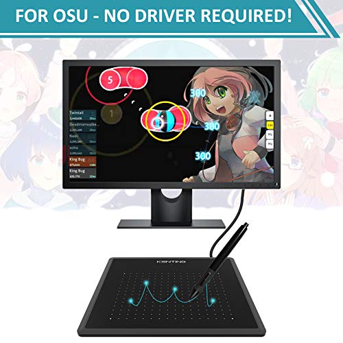 Kenting K5540 Drawing Tablet USB Graphic Tablet 5.5 x 4 inches Pen Tablet Board Kit Glove 6.7 inches OSU Tablet and Pen for Kids 4096 Levels Pressure Windows Mac Laptop Computer (Black + Case)