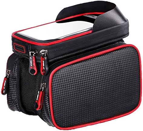Bike Frame Bag Bicycle Top Tube Bag Cell Phone Bag Waterproof Sensitive Touch Screen for 6.2 Inch Mobile Phones
