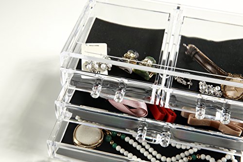 Unique Home New Design Bottom Layer Increase Fits Most Conceal Acrylic Makeup Organizer and Cosmetic Make Up Organizer Countertop Storage Box Brush Holder Clear Jewelry Organizer Bathroom Vanity Tray