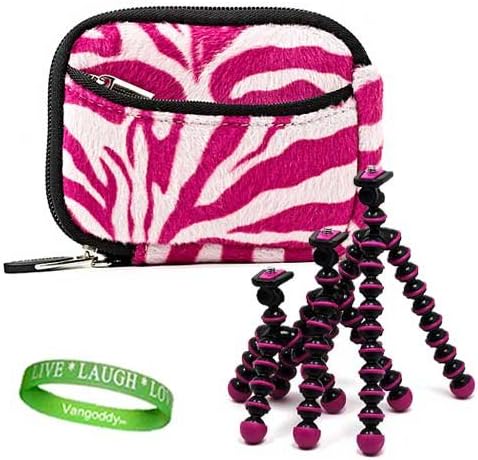White &amp; Pink Zebra Canon PowerShot Sleeve for Canon PowerShot SX230 HS: Animal Print Vangoddy Exclusive Design Sleeve &amp; Universal Pink Tripod!!!