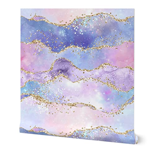Spoonflower Watercolor Geode Peel and Stick Removable Wallpaper at Amazon